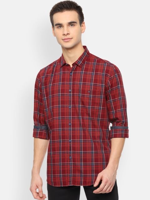 

Louis Philippe Jeans Men Red Slim Fit Checked Casual Shirt