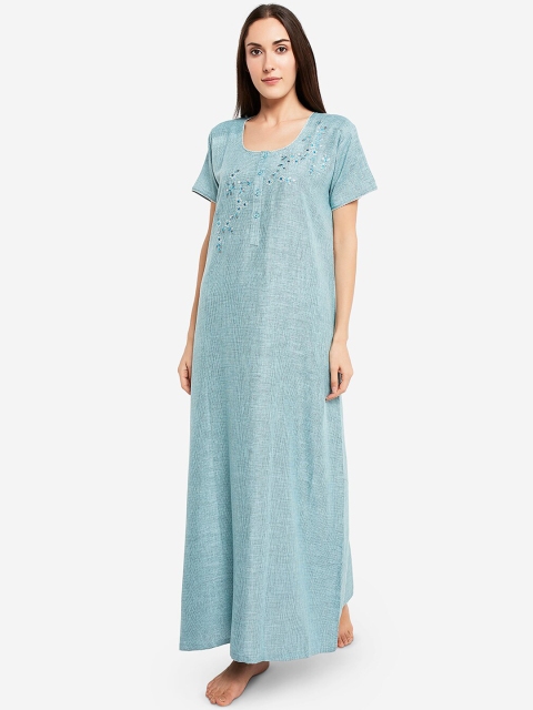 

Sand Dune Blue Embroidered Nightdress