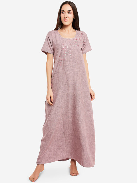 

Sand Dune Women Pink Solid Nightdress