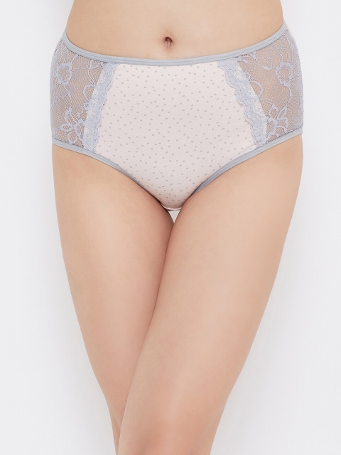 

Clovia Women Off-White & Grey Printed Lace Hipster Briefs PN3448P22