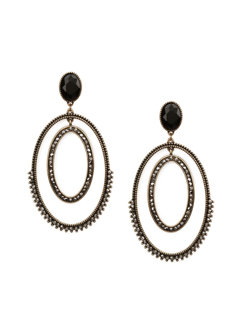 

TOKYO TALKIES X rubans FASHION ACCESSORIES Gold-Toned & Black Handcrafted Drop Earrings