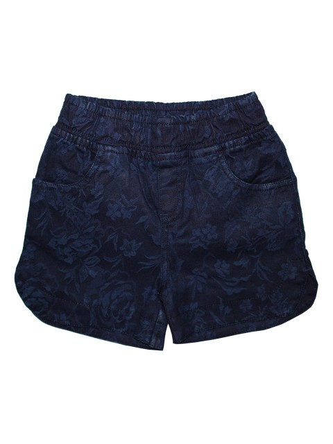 

KiddoPanti Girls Blue Printed Regular Fit Denim Shorts