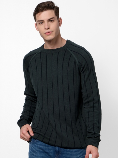 

Celio Men Green Striped Pullover Sweatshirt