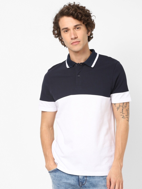 

Celio Men Navy Blue Colourblocked Polo Collar T-shirt
