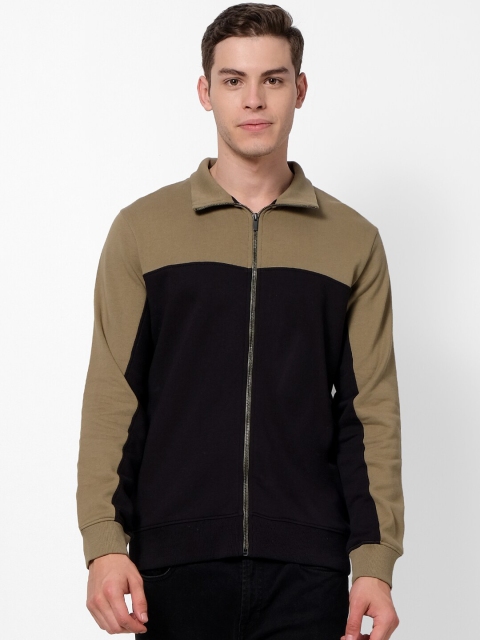 

Celio Men Olive Green & Black Colourblocked Sweatshirt