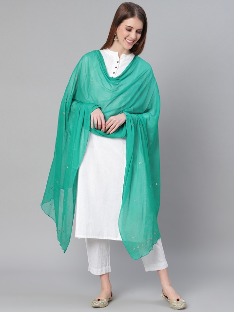 

Saadgi Green Mukaish Work Dupatta