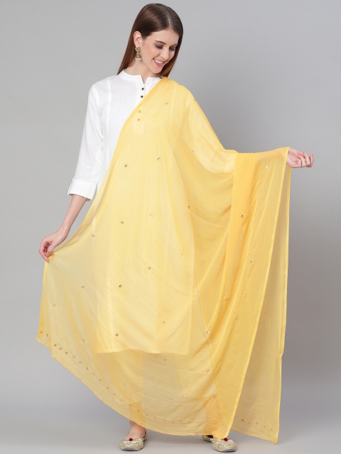 

Saadgi Mustard Yellow Mukaish Work Dupatta