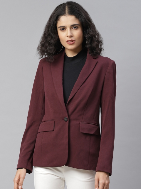 

Marks & Spencer Women Burgundy Solid Tailored Fit Single-Breasted Formal Blazer