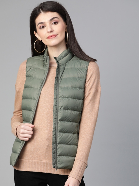 

Marks & Spencer Women Olive Green Solid Hooded Lightweight Puffer Jacket