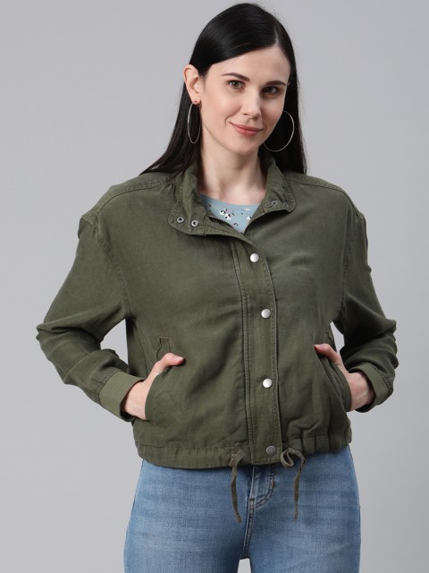

Marks & Spencer Women Olive Green Solid Tailored Jacket
