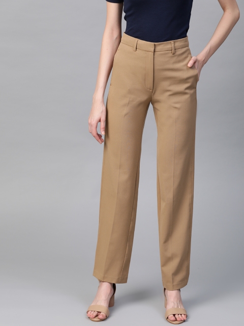 

Marks & Spencer Women Brown Straight Fit Solid Formal Trousers