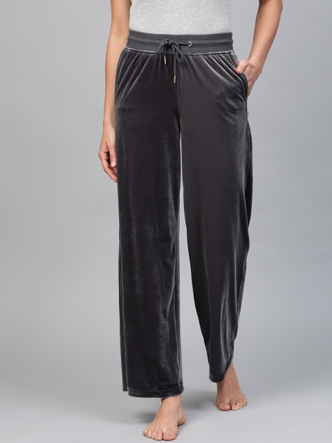 

Marks & Spencer Women Charcoal Grey Velvet Finish Solid Lounge Pants
