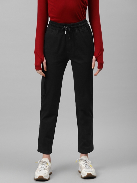 Marks & Spencer Women Black Smart Regular Fit Solid Cargos