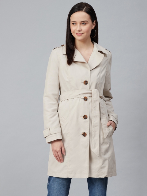 

Marks & Spencer Women Beige Solid Single Breasted Trench Coat