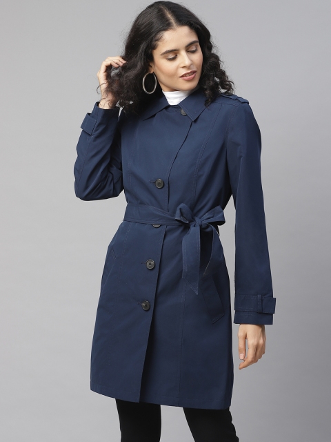 

Marks & Spencer Women Navy Blue Solid Knee Length Trench Coat