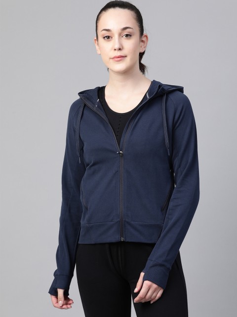 

Marks & Spencer Women Navy Blue Solid Pure Cotton Hooded Sweatshirt