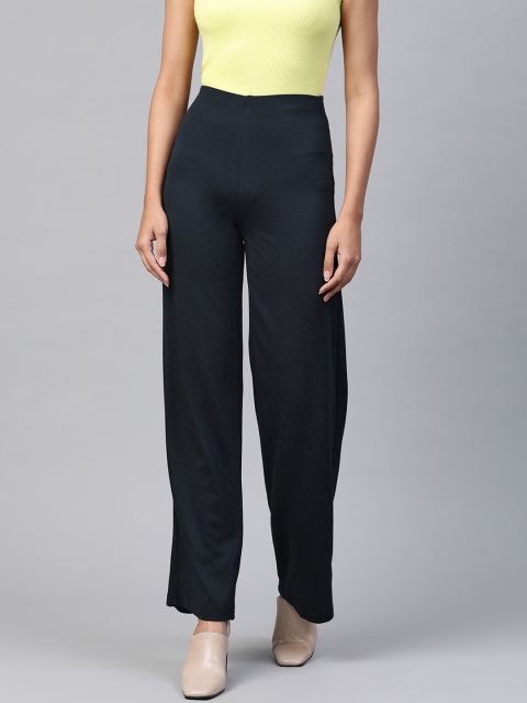 

Marks & Spencer Women Navy Blue Flared Solid Parallel Trousers