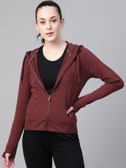 

Marks & Spencer Women Maroon Solid Pure Cotton Hooded Sweatshirt