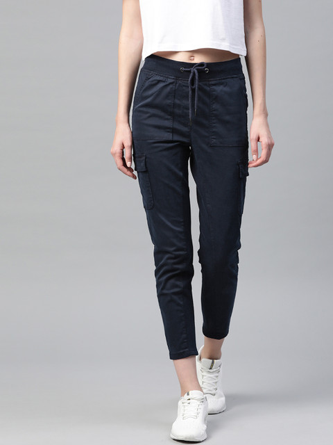

Marks & Spencer Women Navy Blue Skinny Fit Solid Cropped Cargos