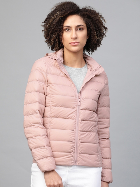 

Marks & Spencer Women Pink Solid Lightweight Hooded Padded Jacket