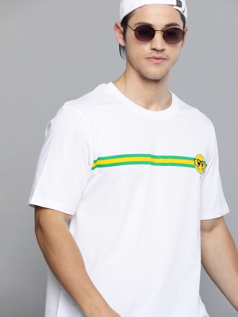 

Kook N Keech Emoji Men White Solid Round Neck Pure Cotton T-shirt