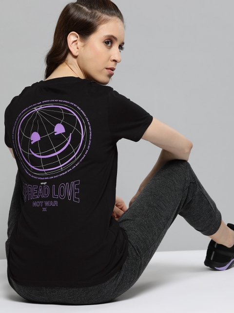 

Kook N Keech Emoji Women Black Typographic Printed Round Neck T-shirt