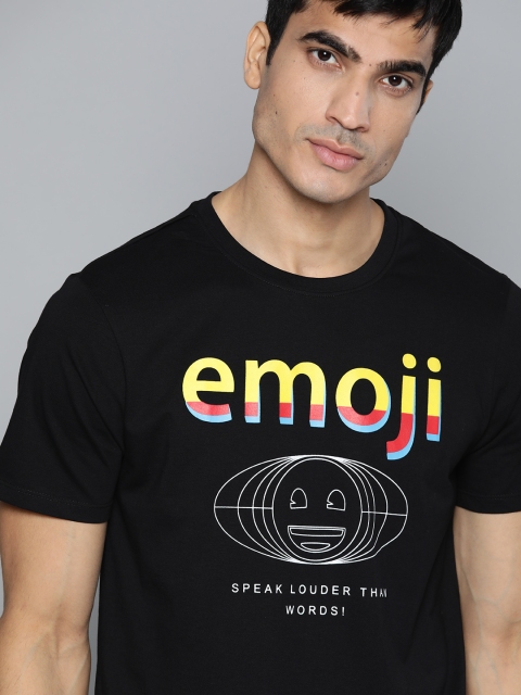

Kook N Keech Emoji Men Black Printed Round Neck T-shirt