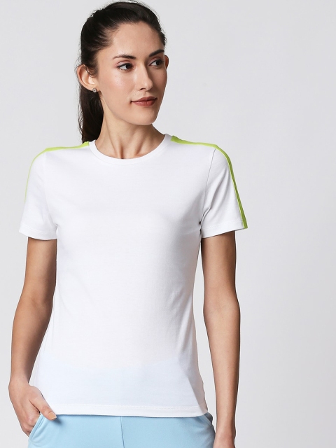 

Bewakoof Women White Colourblocked Round Neck T-shirt