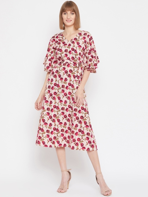 

PURYS Women Pink Printed A-Line Dress