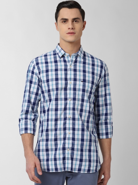 

Peter England Casuals Men Blue & Grey Slim Fit Checked Casual Shirt