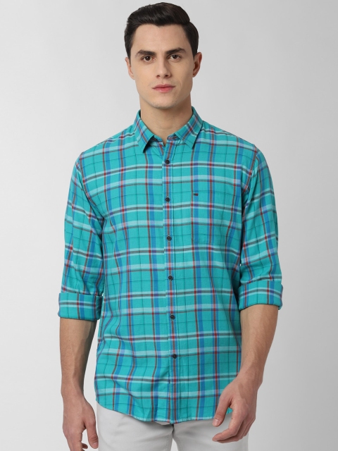 

Peter England Casuals Men Blue & Red Slim Fit Checked Casual Shirt