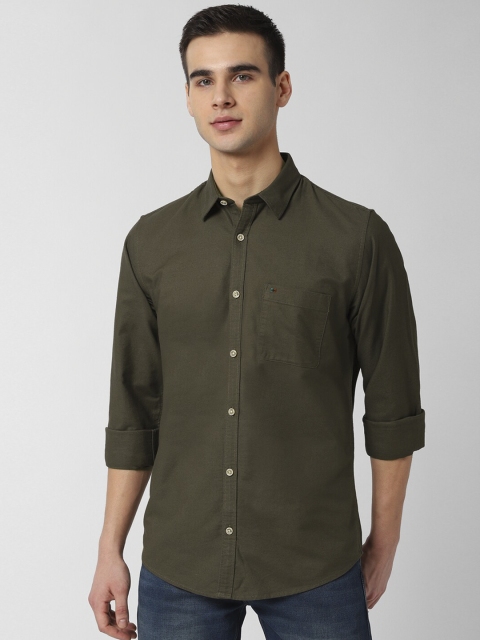 

Peter England Casuals Men Olive Green Slim Fit Solid Casual Shirt