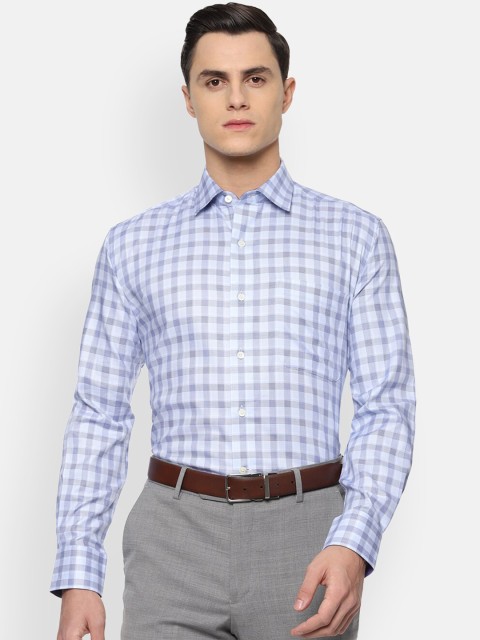 

Luxure by Louis Philippe Men Blue & White Regular Fit Checked Formal Shirt