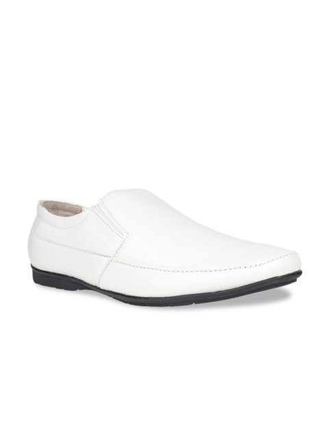 

Regal Men White Solid Leather Formal Slip-Ons