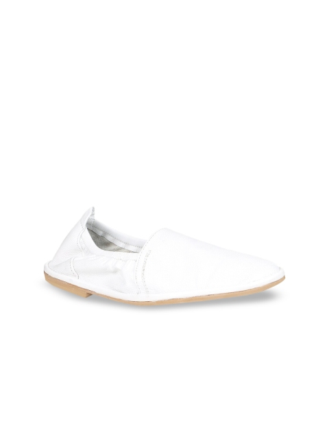 

Regal Men White Solid Leather Formal Slip-Ons