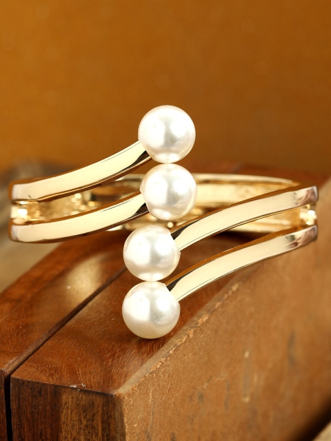 

ANIKAS CREATION White & Gold-Plated Kada Bracele