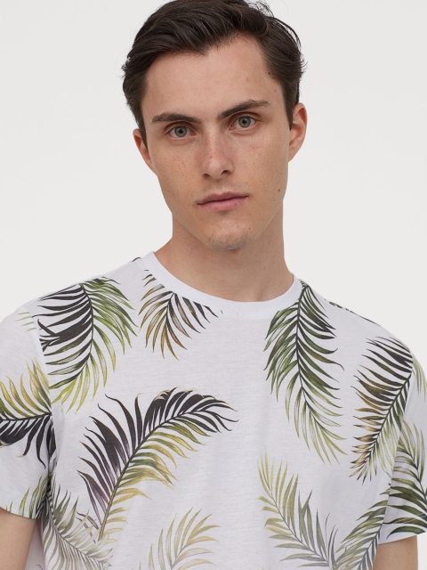 

H&M Men White Printed T-shirt
