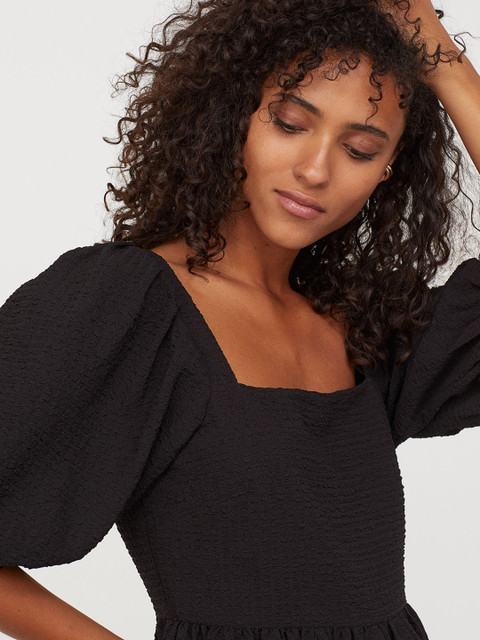 

H&M Women Black Peplum Top