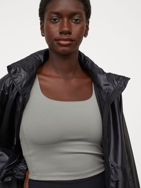 

H&M Women Olive Green Sports Top With Sports Bra