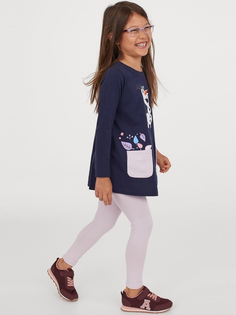 

H&M Girls Navy Blue & Lavender 2-Piece Printed Set