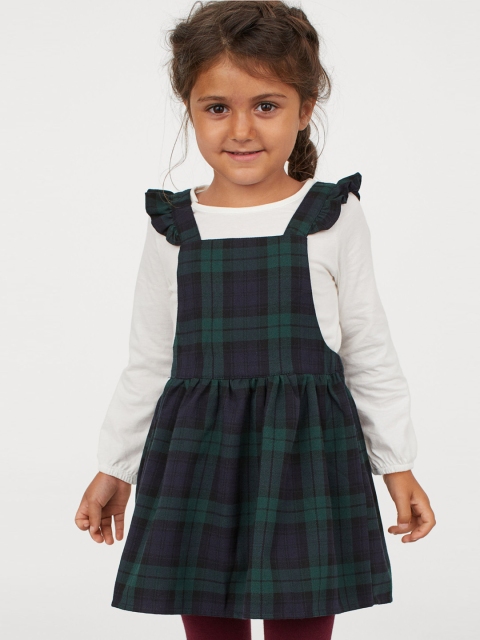 

H&M Girls Green & White Checked 2-Piece Cotton Set