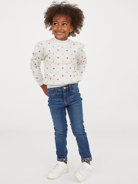 

H&M Girls Blue Solid Skinny Fit Lined Jeans