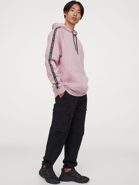 

H&M Men Black Cargo Trousers Regular Fit