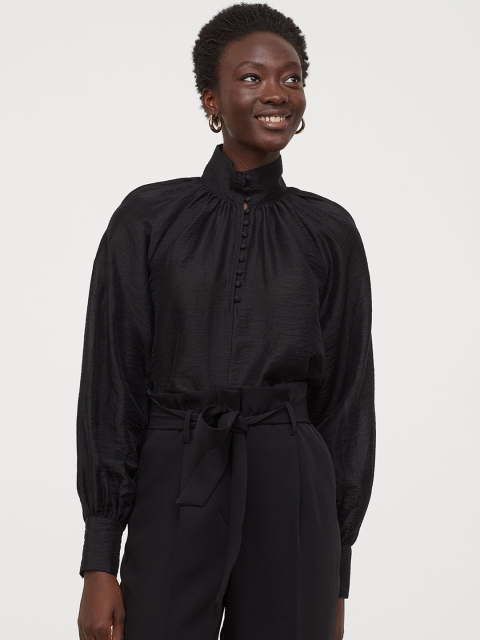 

H&M Women Black Satin Blouse