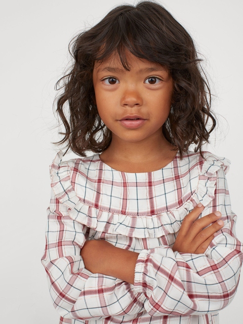 

H&M Girls White Frill-Trimmed Blouse