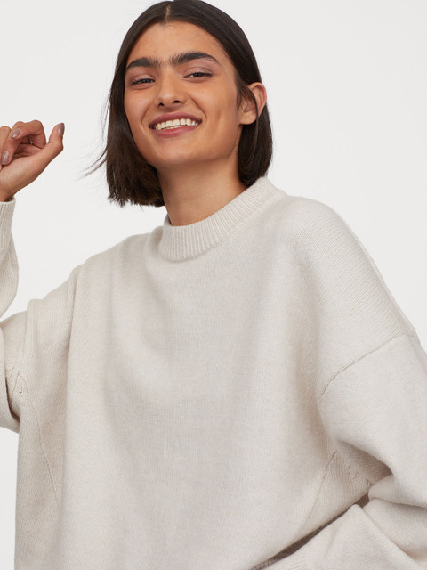 

H&M Women Beige Oversized Sustainable Jumper