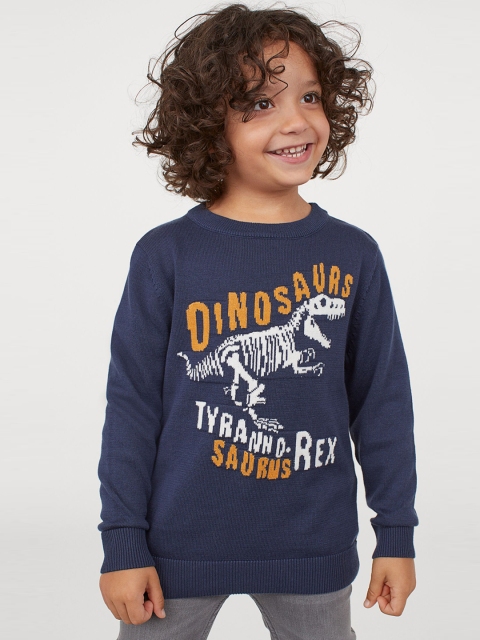 

H&M Boys Blue Intarsia-Motif Jumper