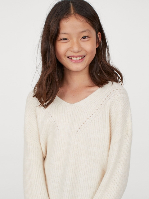 

H&M Girls Off White Knitted Jumper, Cream