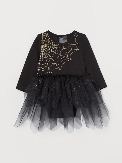 

H&M Girls Black & Gold Spider Web Print Fancy Dress Costume