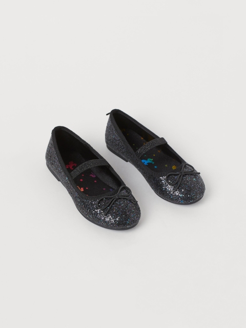 

H&M Girls Black Textured Ballet Pumps